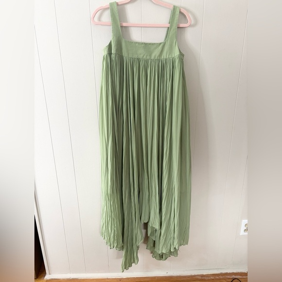 Bibhu Mohapatra green empire maxi dress pleated square neck size 2 - Picture 3 of 6